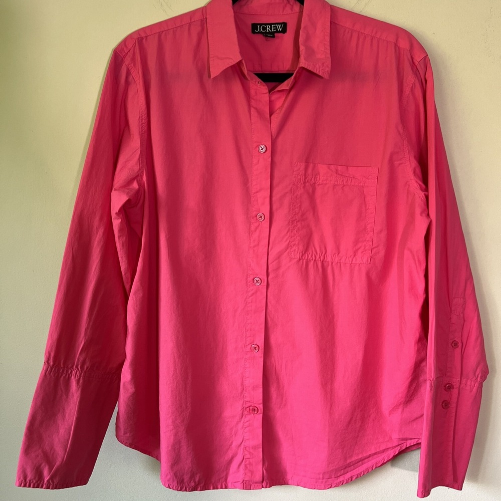 J.Crew Garçon Shirt in Garment-Dyed Cotton Poplin Size 8 Bright Pink